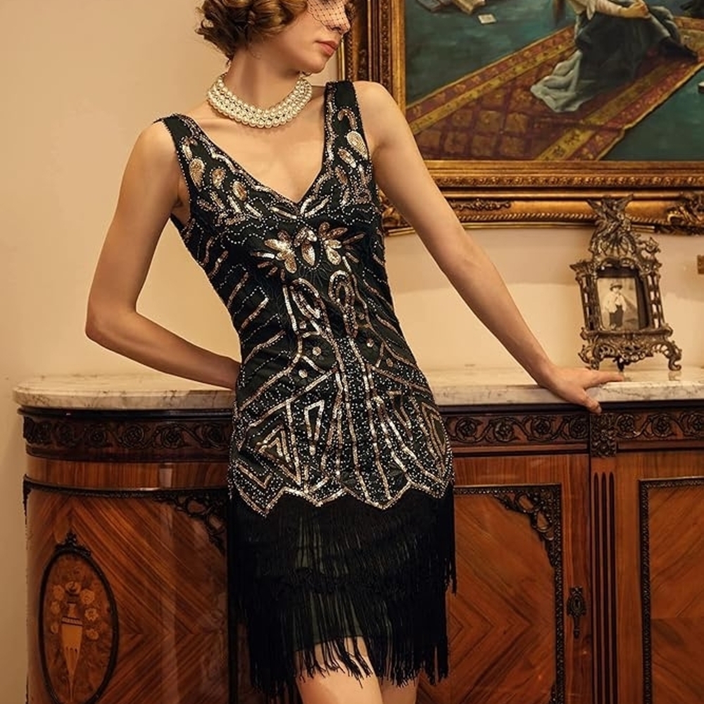 NWT BABEYOND Women's Flapper 1920s Beaded Fringed Dress- 5XL- READ DESCRIPTION - Picture 3 of 10